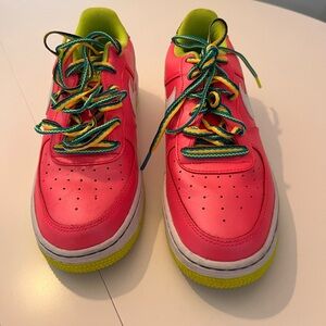 Nike Air Force 1 Low Pink Blast White Volt Grade School Youth size 7
